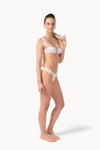Set bikini due pezzi con fantasia floreale e a righe