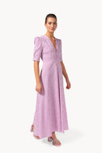 Cyclamen Striped Stretch Cotton Bottoncino Dress