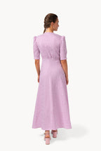 Cyclamen Striped Stretch Cotton Bottoncino Dress