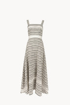Abito in cotone jacquard con inserto in pizzo