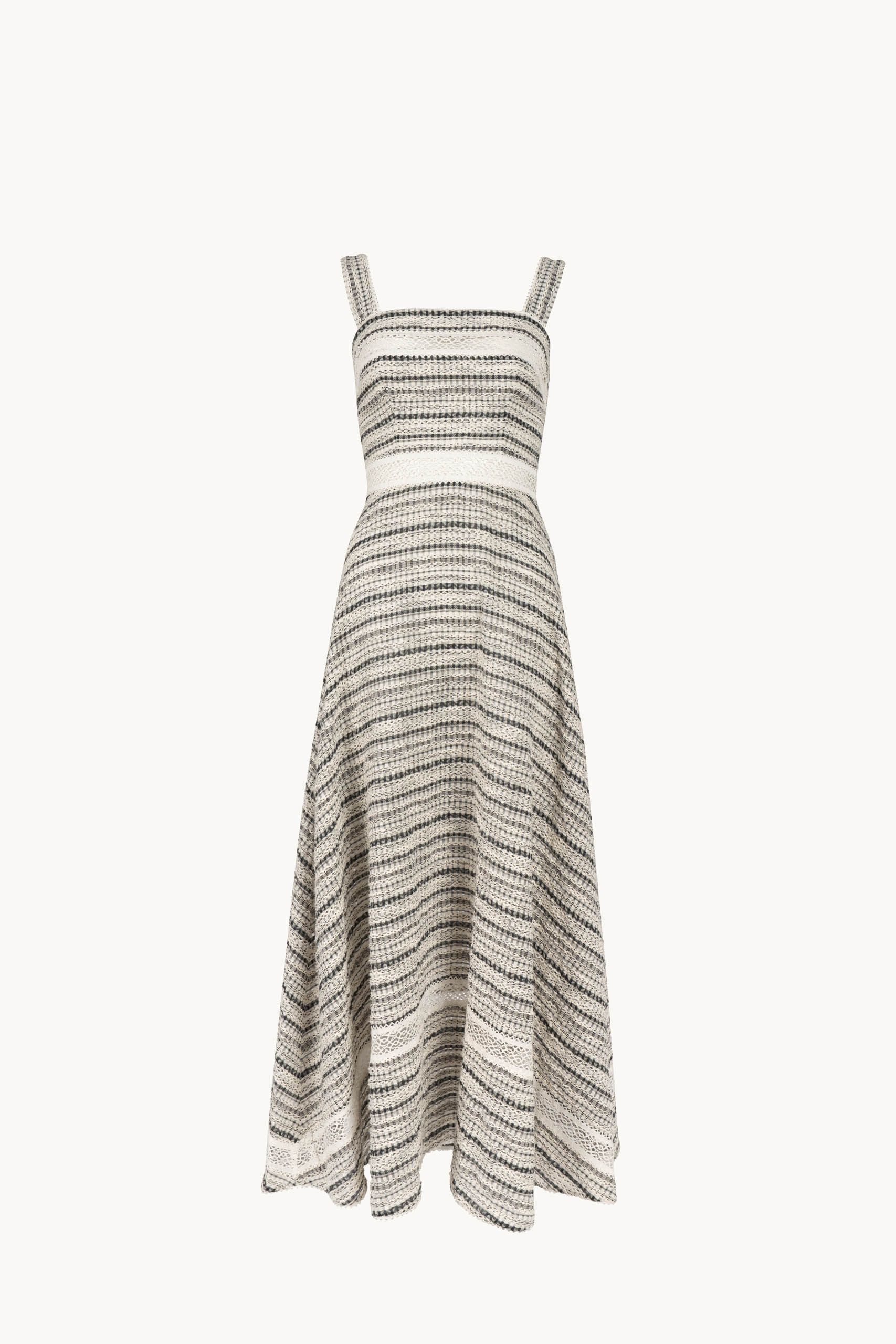 Abito in cotone jacquard con inserto in pizzo