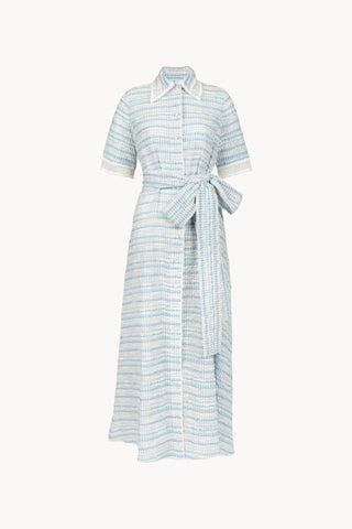 Jacquard Cotton & Lace Dress With sash