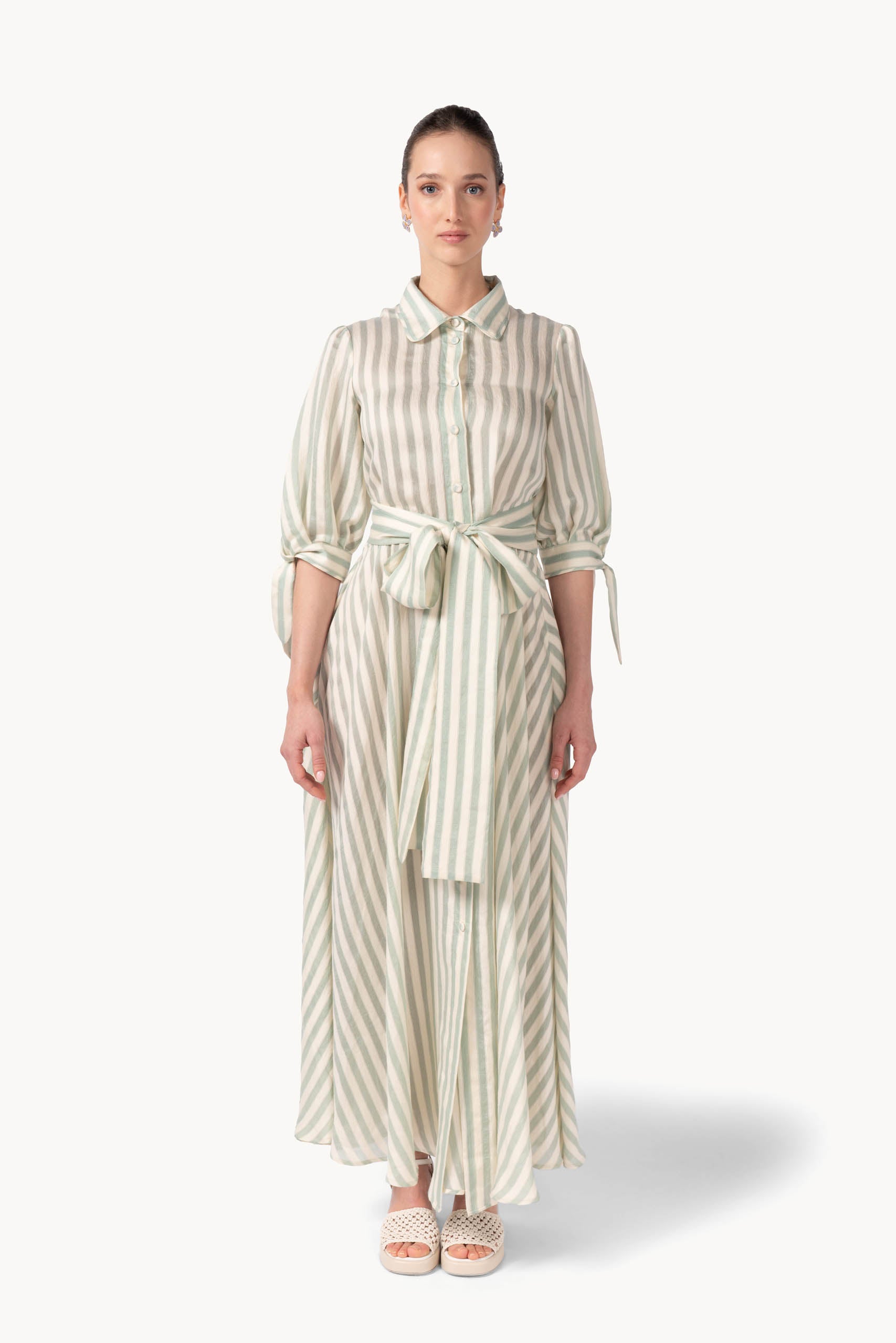 Jacquard Striped Chemisier