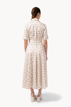 Camicia a maniche corte in cotone elasticizzato floreale e a righe