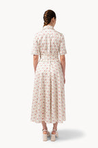 Camicia a maniche corte in cotone elasticizzato floreale e a righe