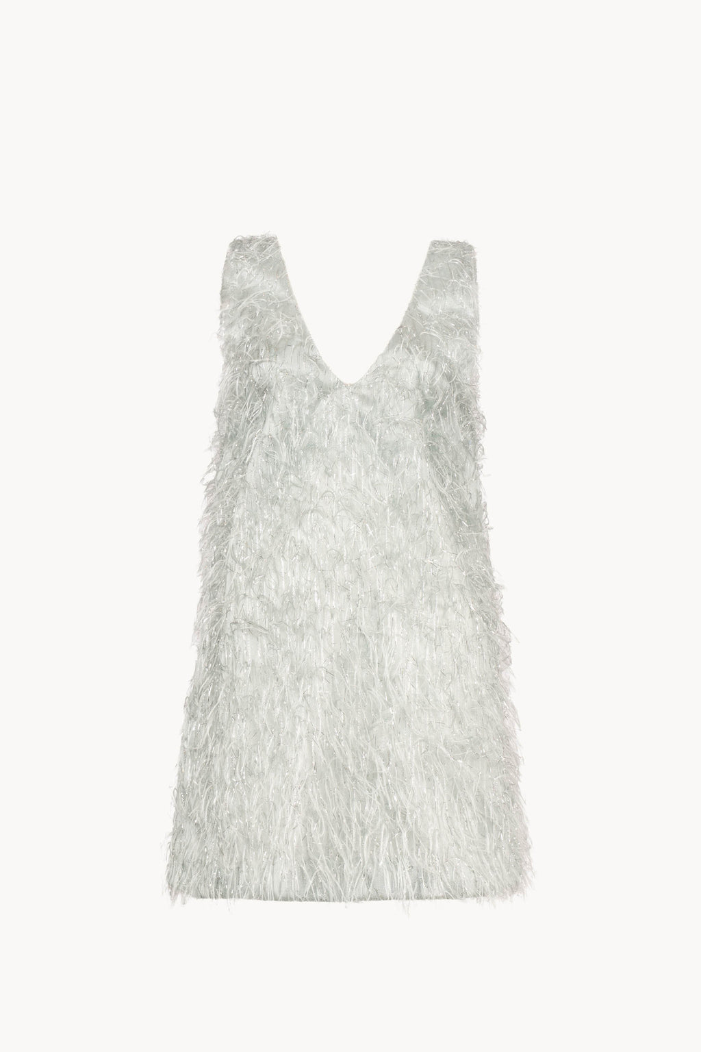 Abito in organza lurex con frange