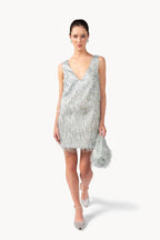 Abito in organza lurex con frange