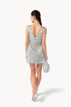 Abito in organza lurex con frange