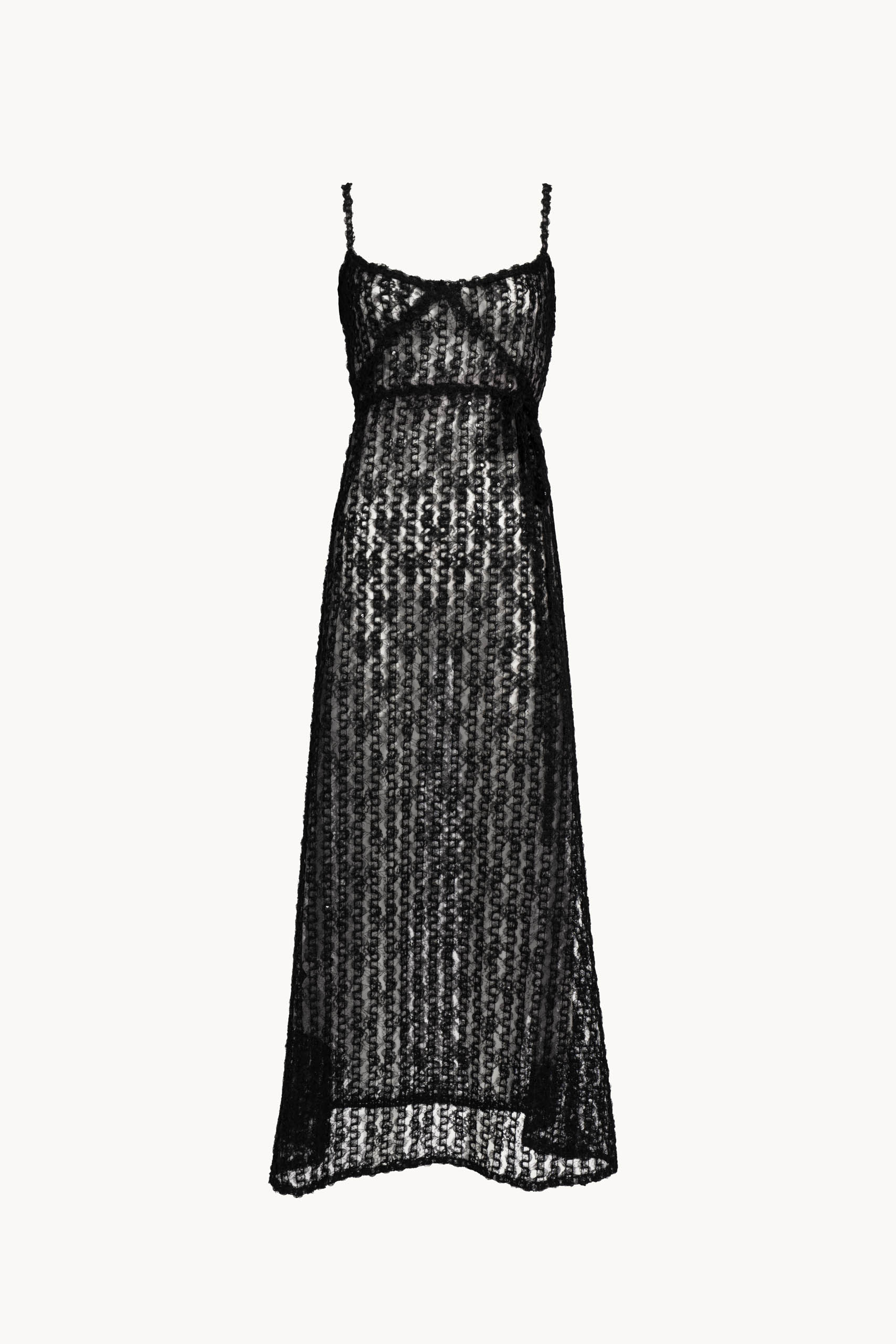 Embroidered Organza & Tulle Slip Dress With Sequin