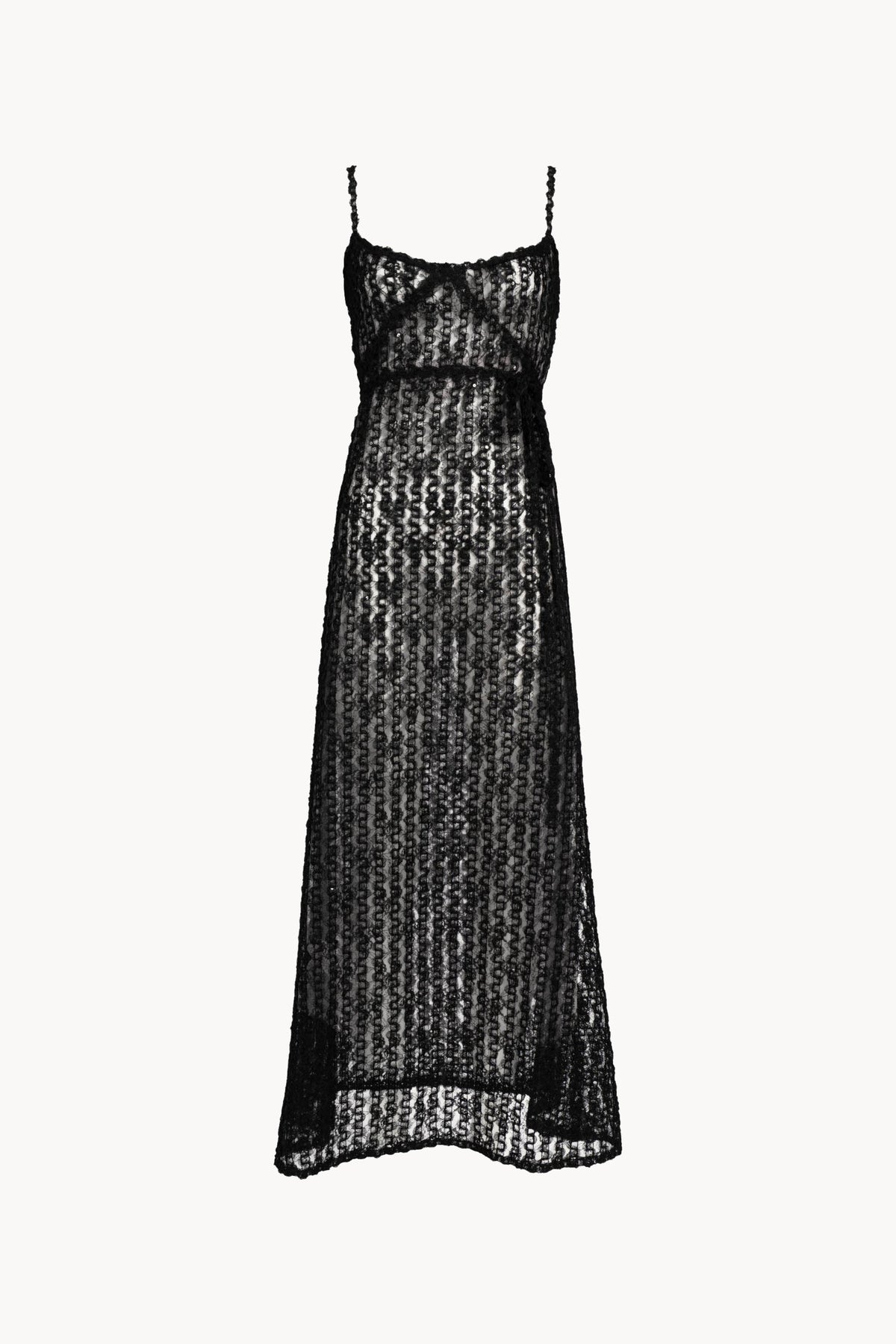 Embroidered Organza & Tulle Slip Dress With Sequin