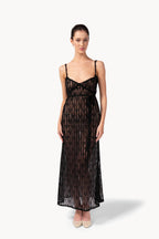 Abito sottoveste in organza e tulle ricamato con paillettes