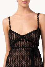 Abito sottoveste in organza e tulle ricamato con paillettes