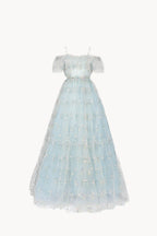 Abito in tulle ricamato floreale
