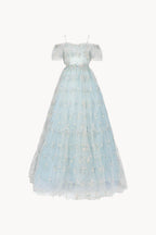 Abito in tulle ricamato floreale