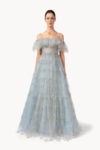 Abito in tulle ricamato floreale