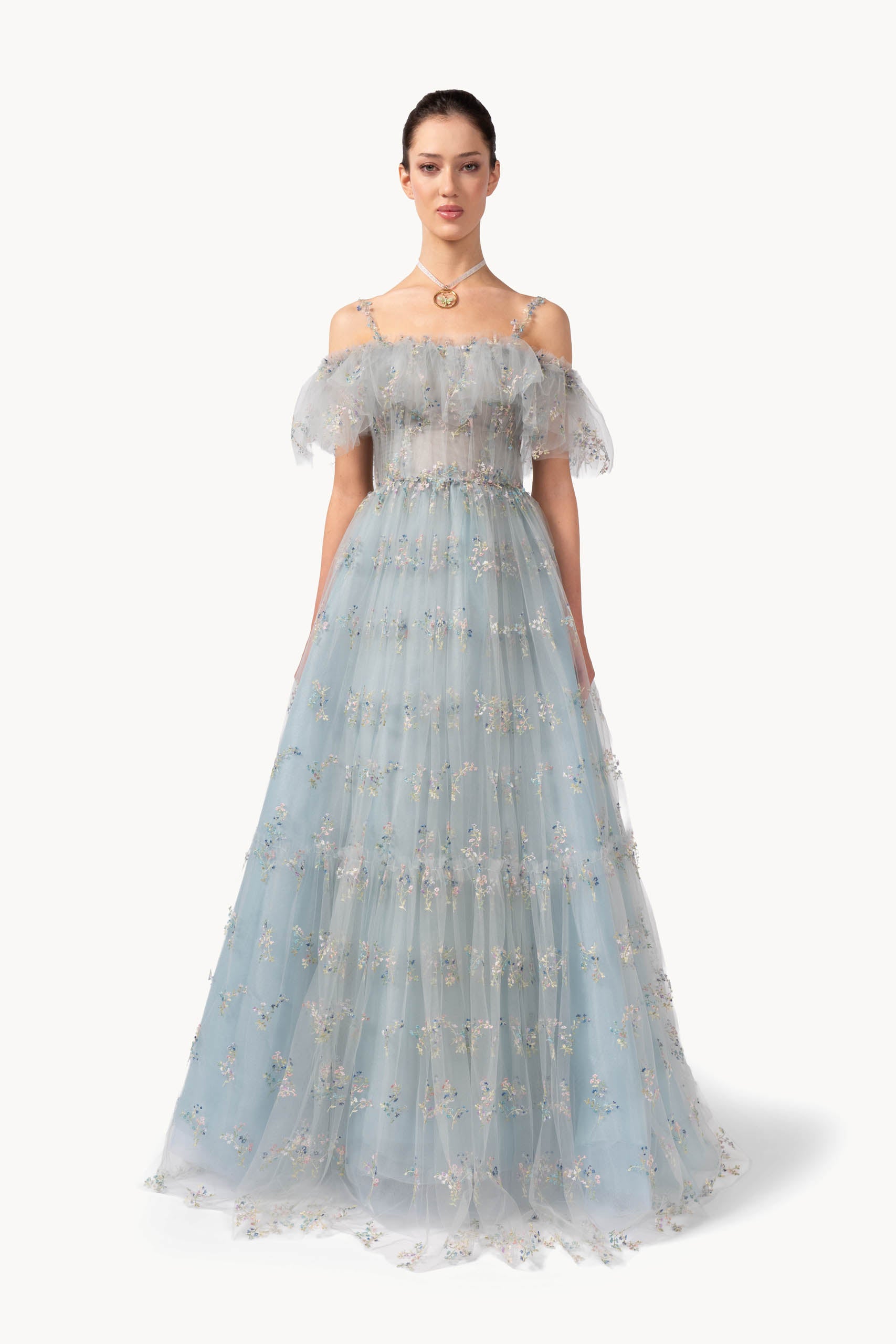 Floral Embroidered Tulle Dress