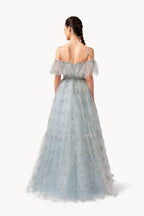 Abito in tulle ricamato floreale