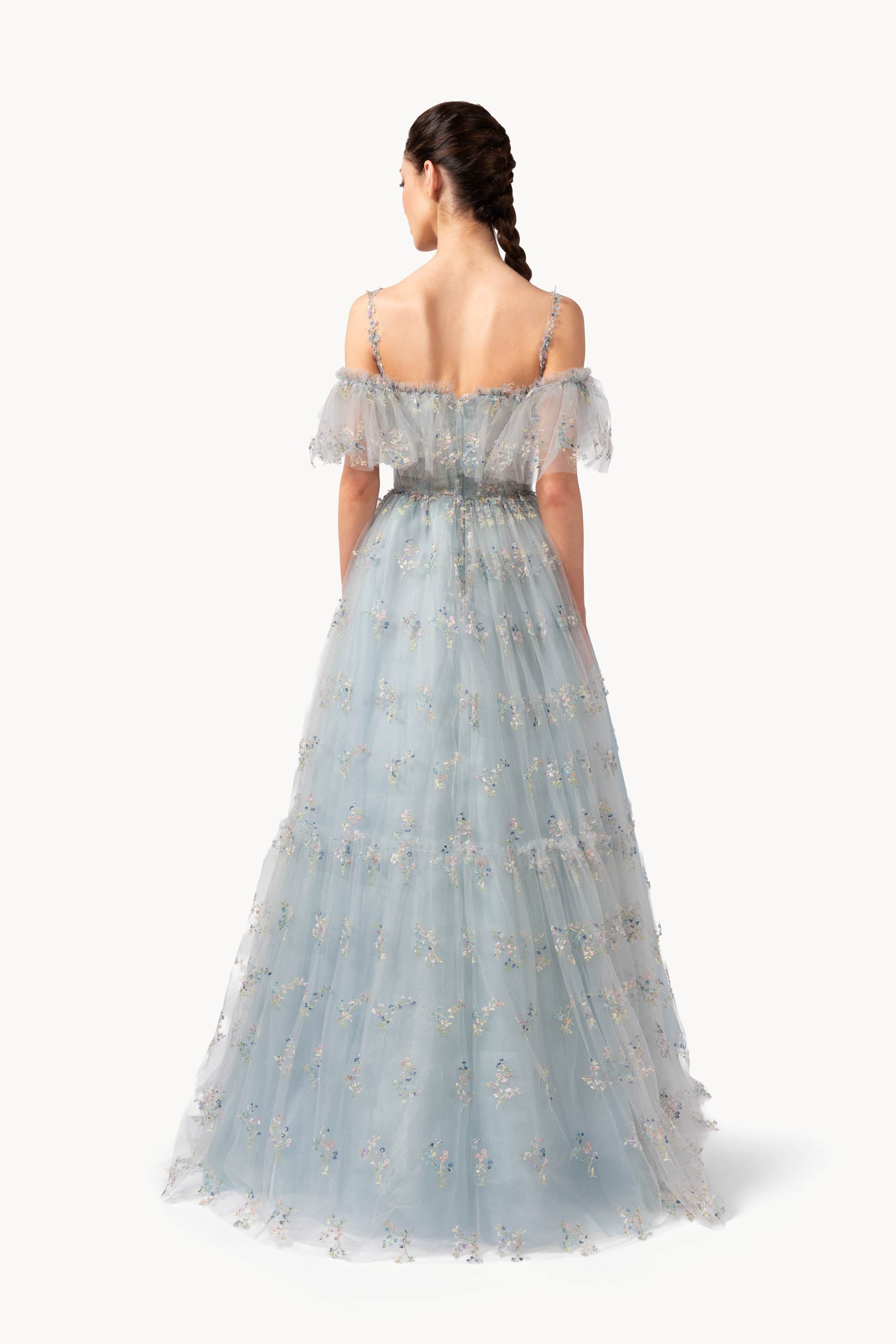 Abito in tulle ricamato floreale