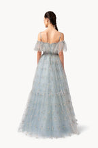 Abito in tulle ricamato floreale