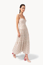 Abito in cotone plumetis floreale e a righe