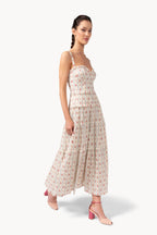Abito in cotone plumetis floreale e a righe