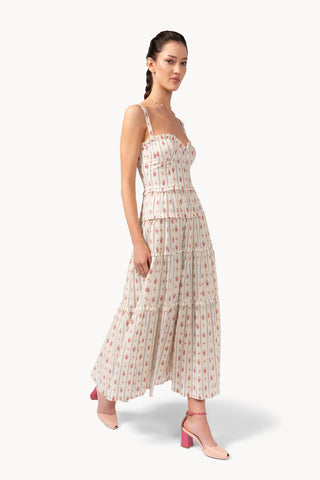 Floral And Striped Cotton Plumetis Dress