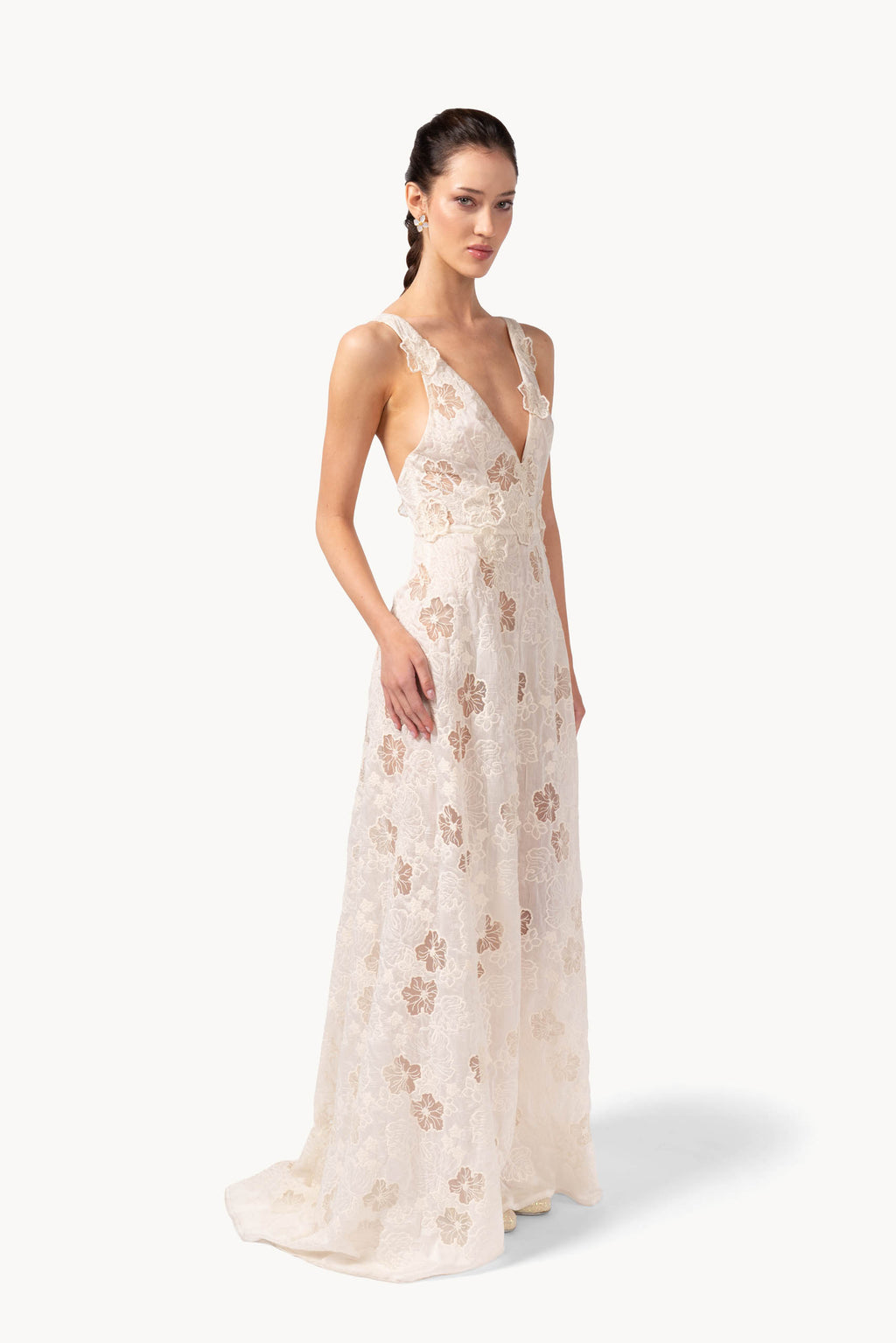 Abito con inserto floreale jacquard
