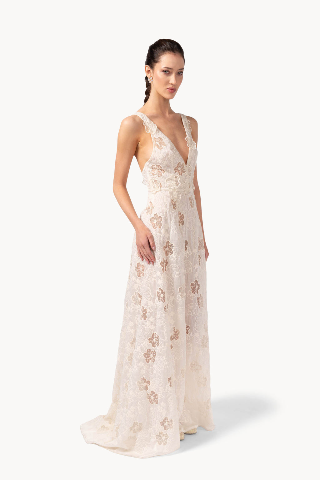 Abito con inserto floreale jacquard