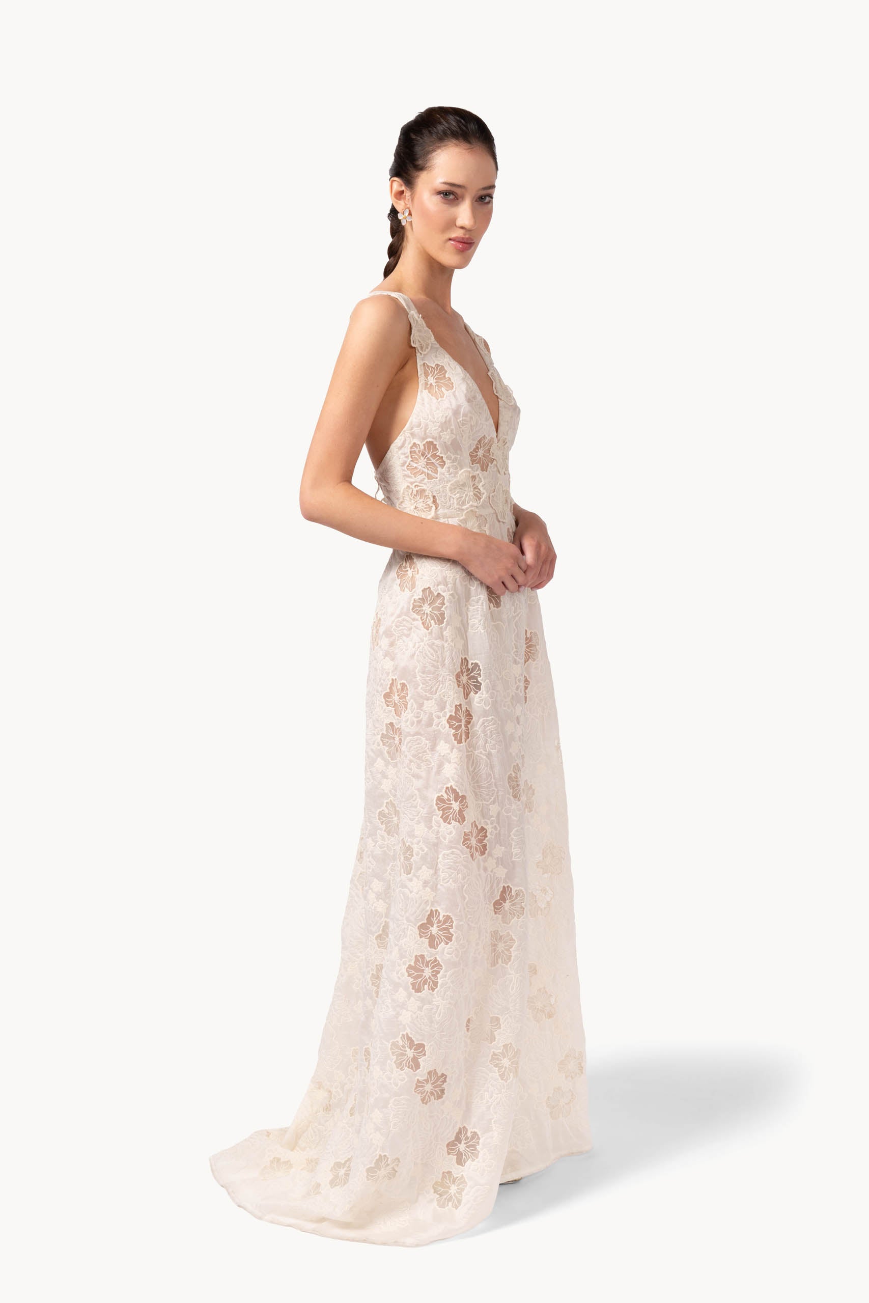 Abito con inserto floreale jacquard