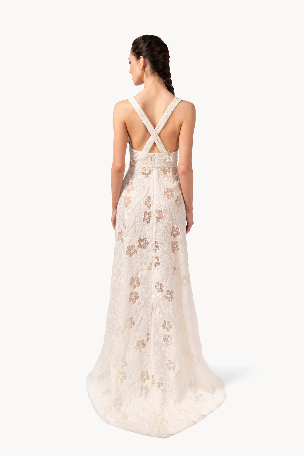 Abito con inserto floreale jacquard