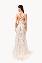 Abito con inserto floreale jacquard