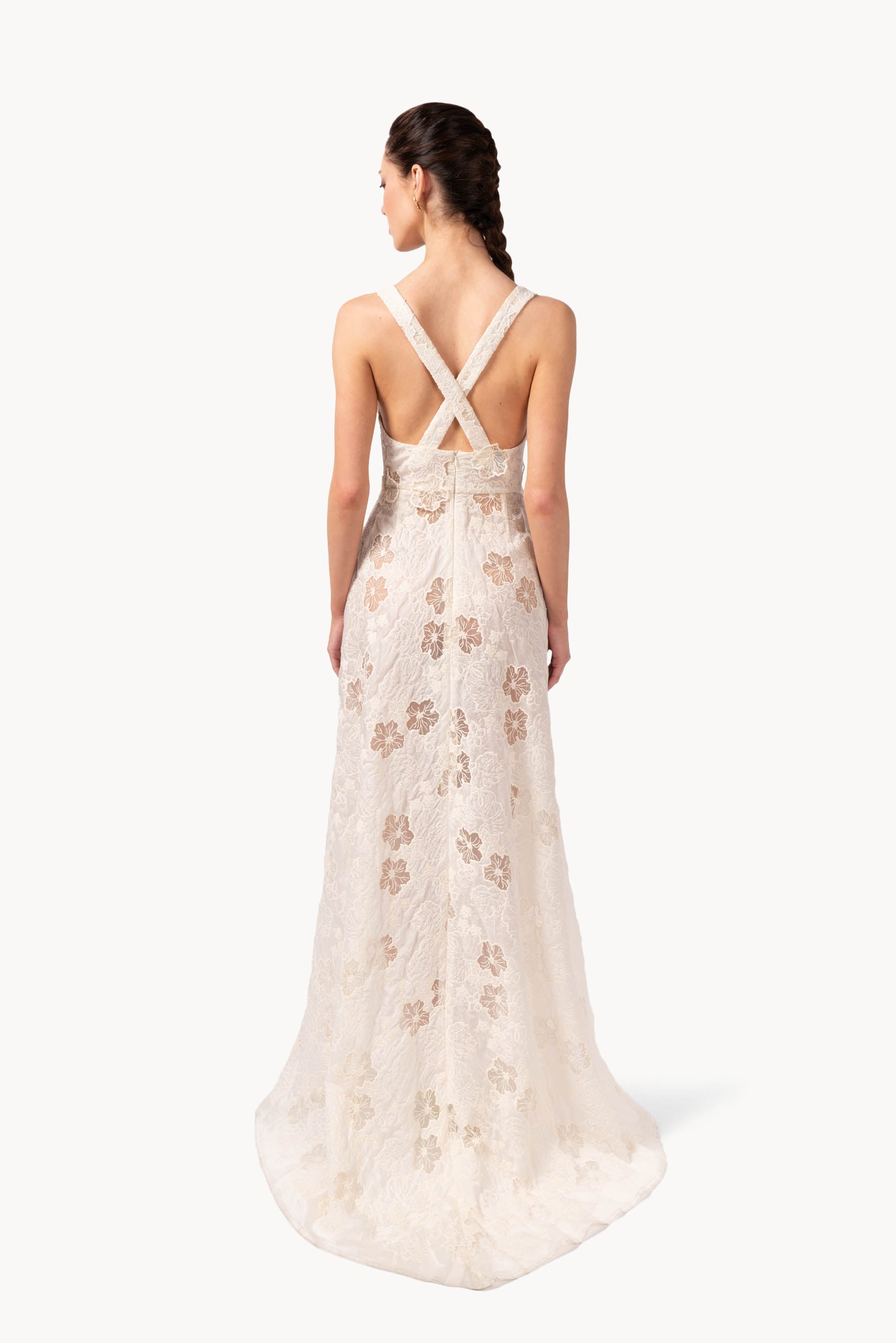 Abito con inserto floreale jacquard