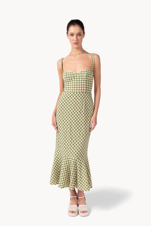 Checked Stretch Cotton Dress