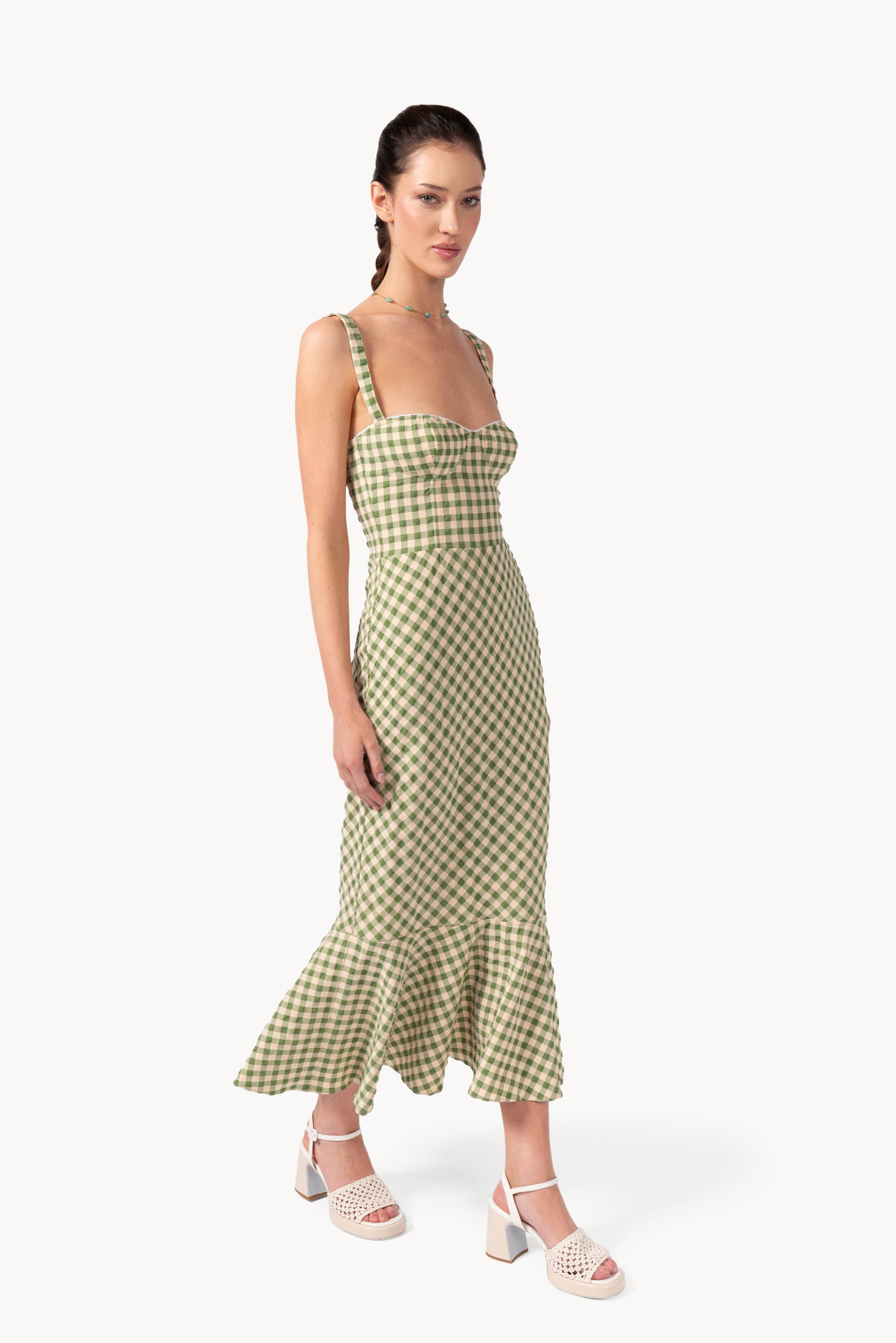 Checked Stretch Cotton Dress