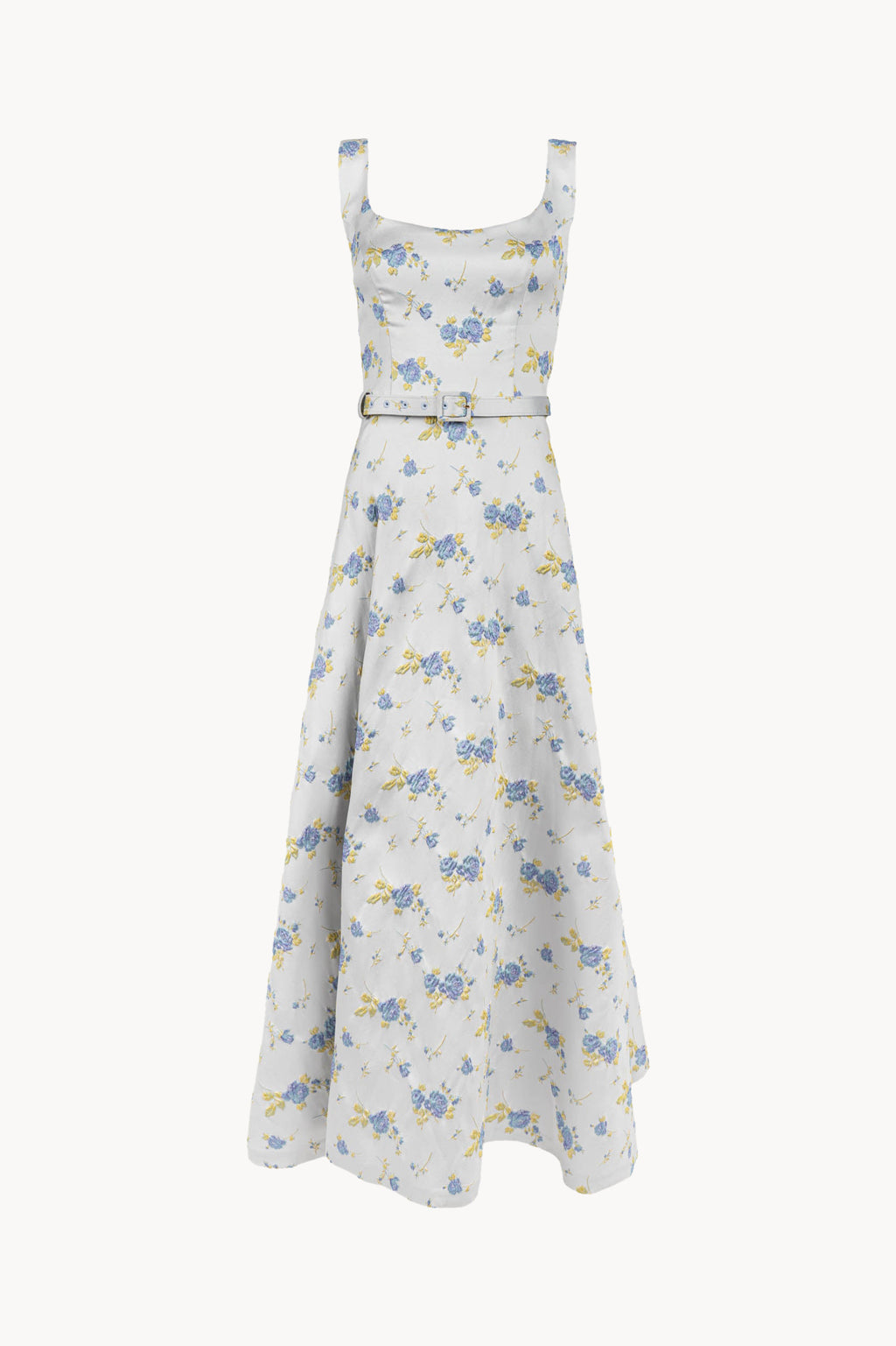 Brocade Low-Cut Sleeveless Dress
