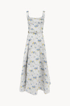 Brocade Low-Cut Sleeveless Dress