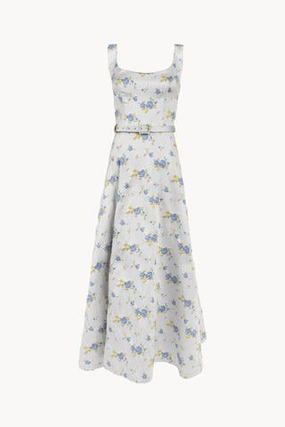 Brocade Low-Cut Sleeveless Dress