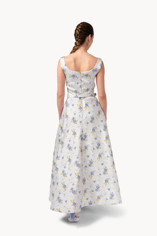 Brocade Low-Cut Sleeveless Dress