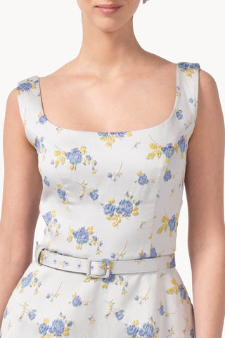 Brocade Low-Cut Sleeveless Dress
