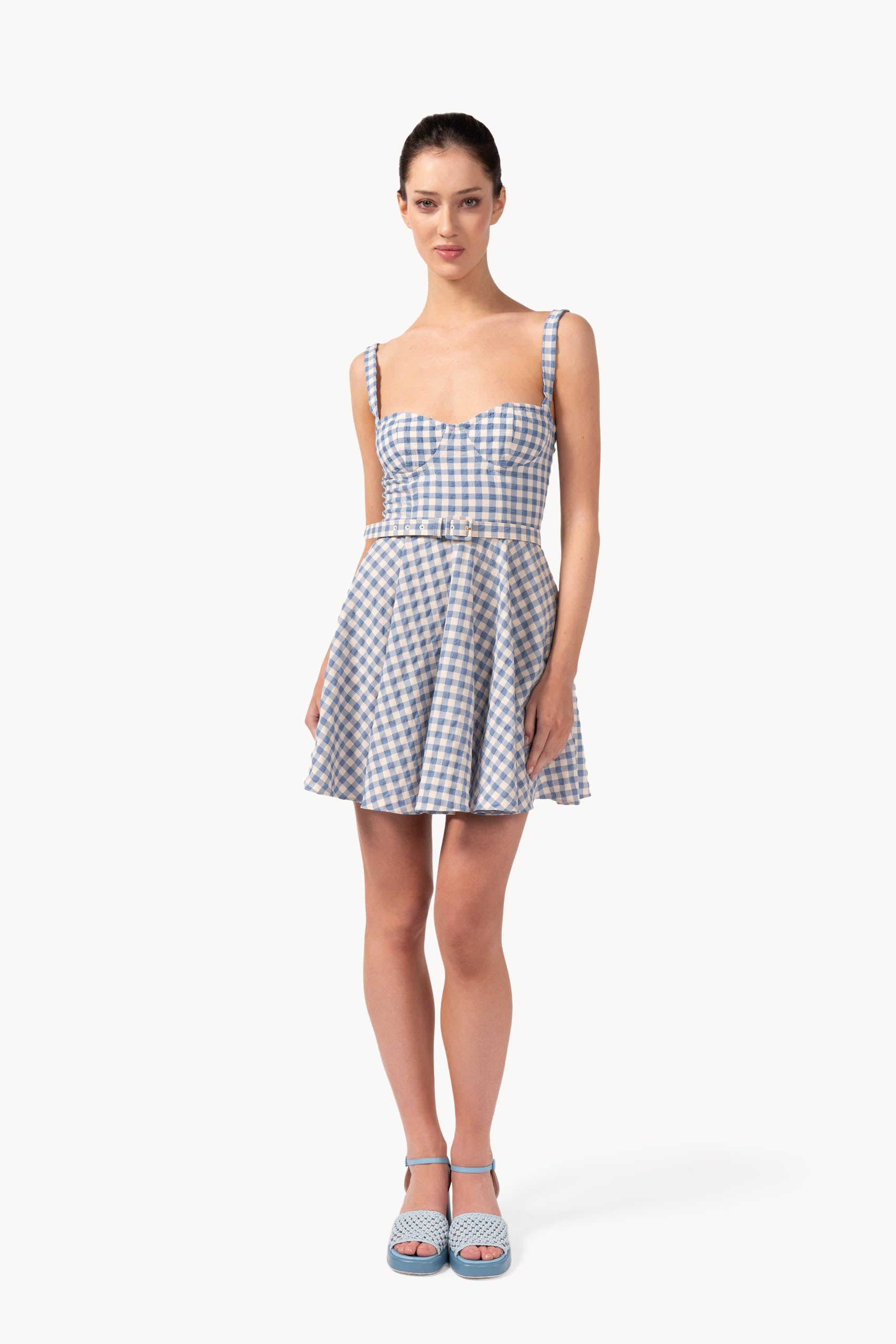 Checked Cotton Mini Dress
