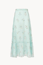 Gonna in chiffon ricamata con orlo a volant