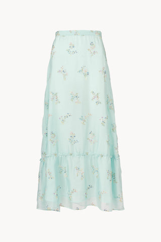 Embroidered Chiffon Ruffle-Hem Skirt