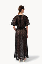Top mantella in organza e tulle ricamato con paillettes