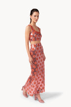 Top rosa con margherita e paillettes