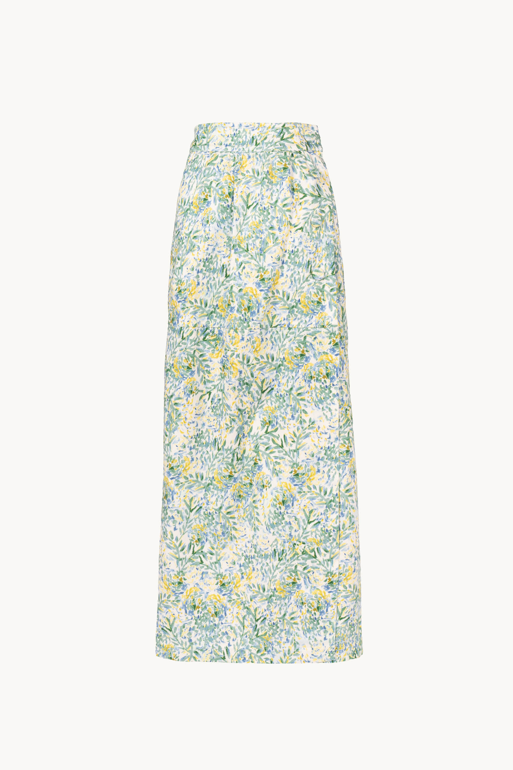 Floral Print Cotton Sateen Skirt With Buttons