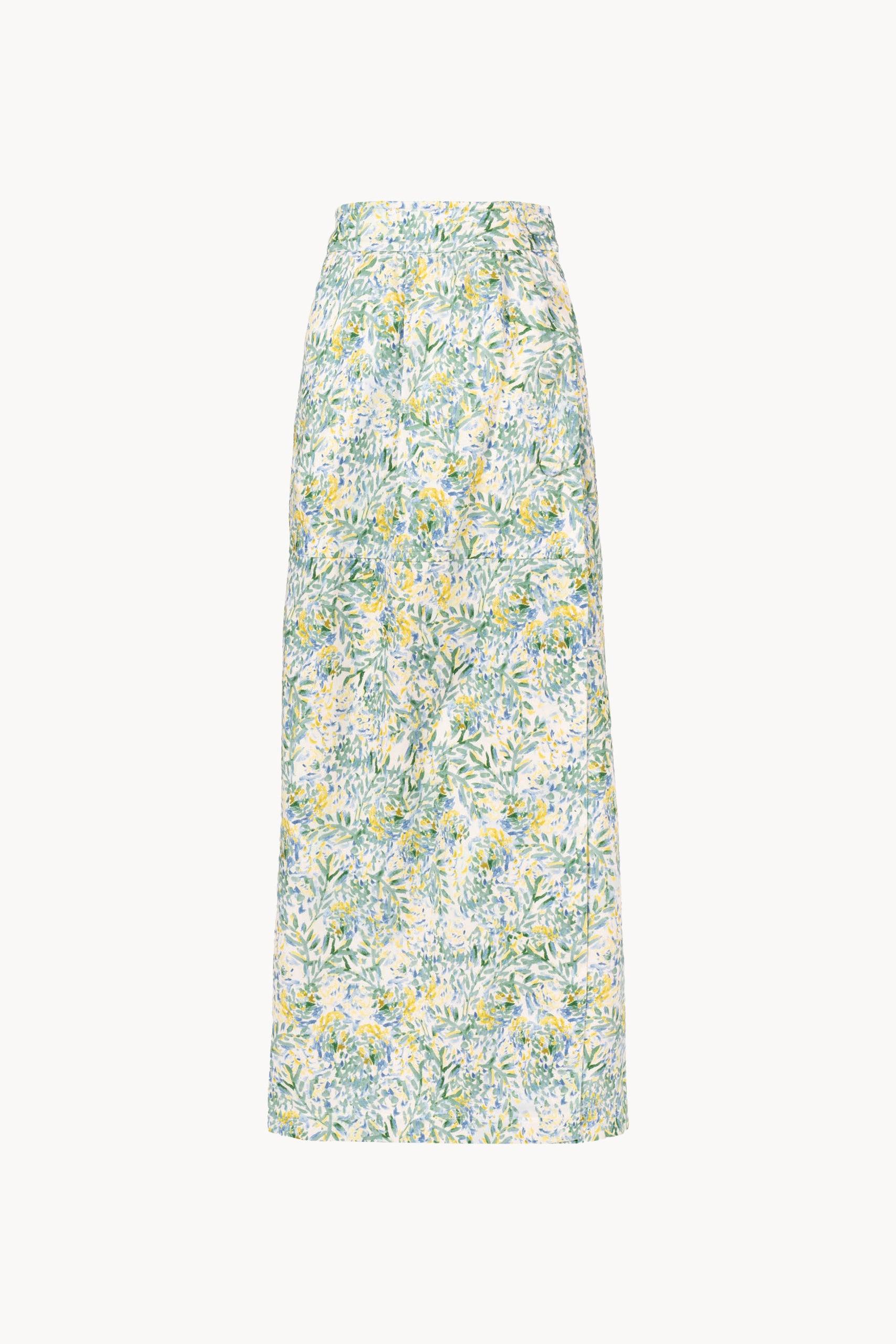 Floral Print Cotton Sateen Skirt With Buttons