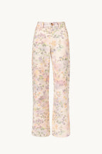 Pantaloni in cotone floreale chiné