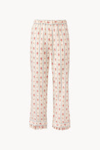 Pantaloni in cotone plumetis floreale e a righe
