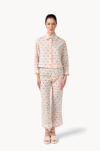 Camicia in cotone plumetis floreale e a righe