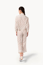 Camicia in cotone plumetis floreale e a righe